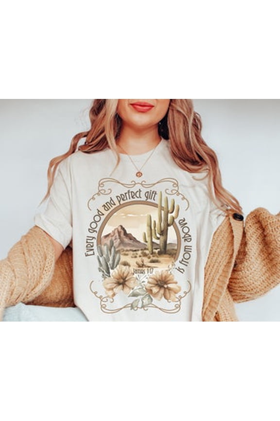 Christian Shirt Desert T Shirt Bible Verse Tshirt Jesus Tee Faith Apparel Boho Scripture Top for Women Trendy Oversized Religious Clothing