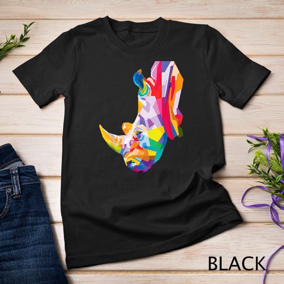 Tiny Nest Colorful Rhino Cute Geometric Rhinoceros pop art style Gift Unisex T-shirt