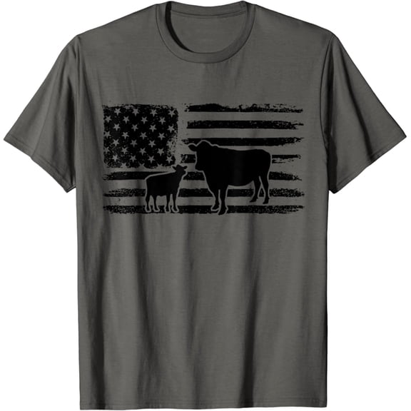 Tiny Nest Cows American Flag Patriotic Heifer Calf Cow Lover Farmer T-Shirt, Gift For Friend