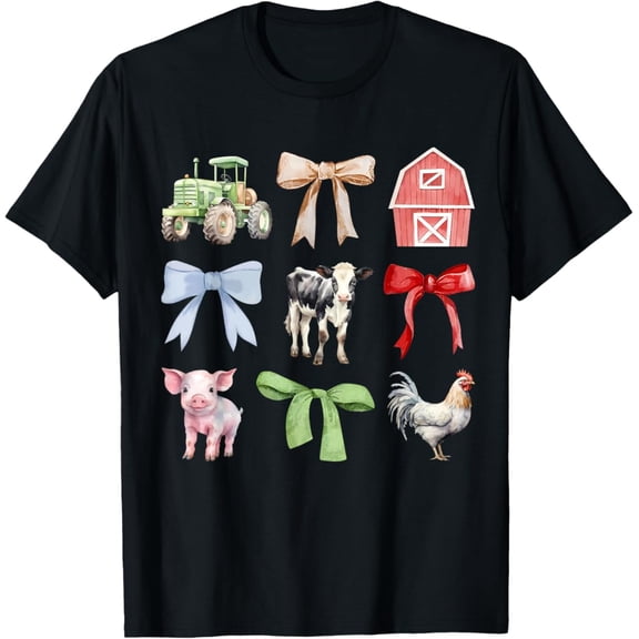 Tiny Nest Cute Farm Animals Cow Pig Chicken Coquette Farmer Country T-Shirt, Gift For Friend