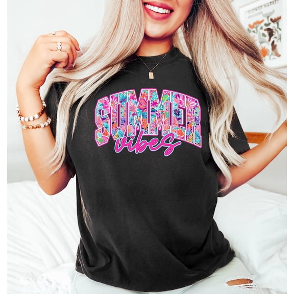 Tiny Nest Cute Floral Summer Vibes T-Shirt, Colorful Summer Shirt, Popular Summer Women Tee, Women Beach Tee, Summer Vacation Tee, Cute Women Summer Shirt For Boy, Girl, Gift For Friend