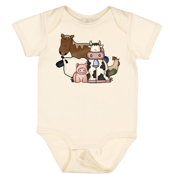 Tiny Nest Cute Horse, Sheep, Cow, Pig, And Rooster Farm Animals Baby Bodysuit, New Born, Baby Shower Gift, New Parents Gift