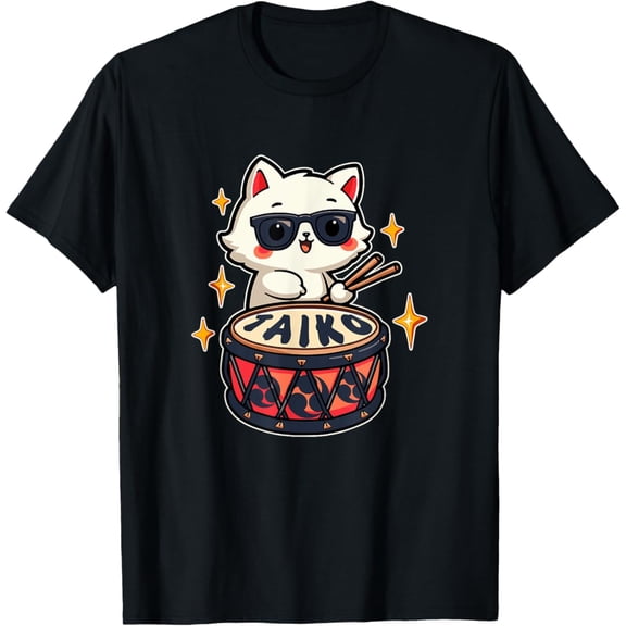 Tiny Nest Cute Kawaii Taiko Drummer Cat T-Shirt, Size S To 5XL T-Shirt