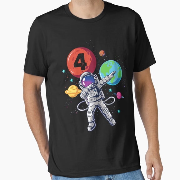 Tiny Nest Dabbing Astronaut 4Th Birthday Space Party Design Essential T-Shirt, Size S To 5XL T-Shirt