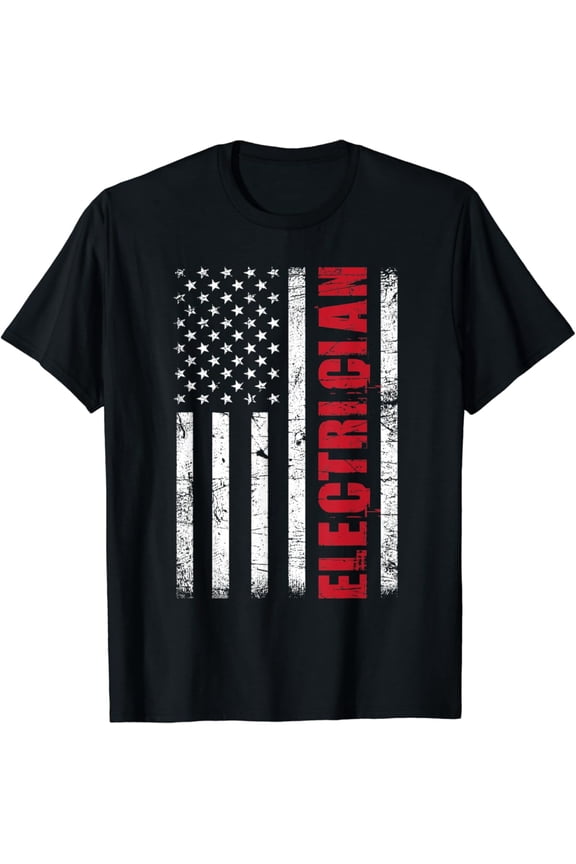 Electrician - Usa Flag Lineman Electrical Worker Repairmen T-Shirt, Gift For Friend