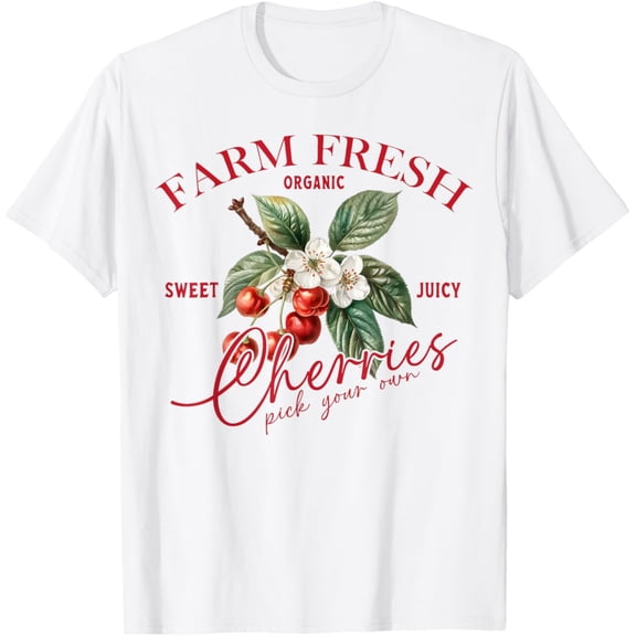 Tiny Nest Farm Fresh Organic Cherries Sweet Juicy Locally Cottagecore T-Shirt, Gift For Friend