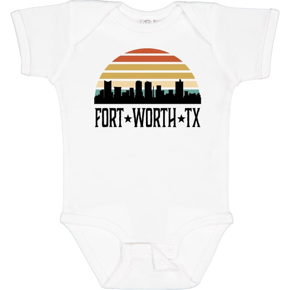 Tiny Nest Fort Worth Texas Skyline Retro Baby Bodysuit Trip Apparel Cities, New Born, Baby Shower Gift, New Parents Gift