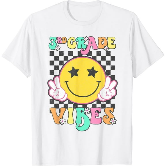 Tiny Nest Girls 3rd Grade Vibes Smile Face Back to School Third grade T-Shirt