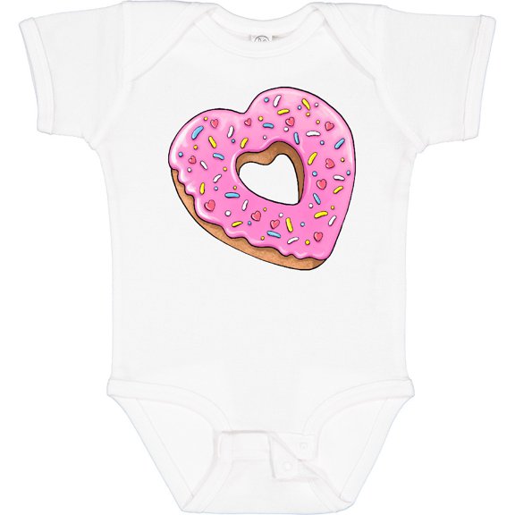Tiny Nest Heart Shaped Donut With Pink Icing And Sprinkles Baby Bodysuit Fun, New Born, Baby Shower Gift, New Parents Gift