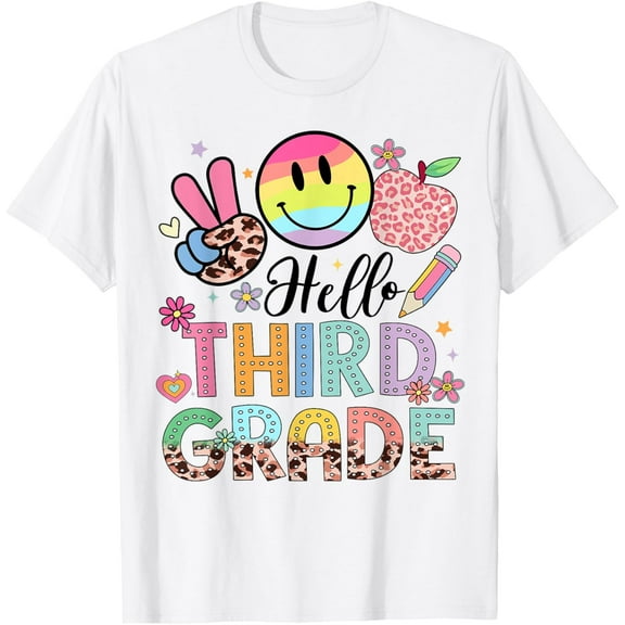 Tiny Nest Hello 3rd Grade Boy Girl Teacher Back To School 3rd Grade T-Shirt