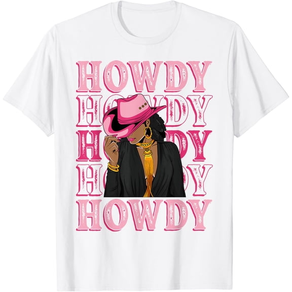 Tiny Nest Howdy Retro Western Black Cowgirl African American Women T-Shirt