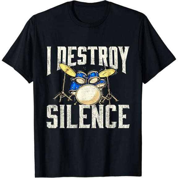 Tiny Nest I Destroy Silence - Drum Sets Drummer Band Musician Drumming T-Shirt, Size S To 5XL T-Shirt