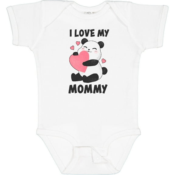 Tiny Nest I Love My Mommy With Panda Illustration Baby Bodysuit Valentines Kids, New Born, Baby Shower Gift, New Parents Gift