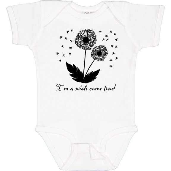 Tiny Nest I'M A Wish Come True Dandelion In Black Baby Bodysuit Flowers Wild, New Born, Baby Shower Gift, New Parents Gift