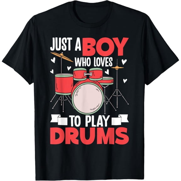 Tiny Nest Just A Boy Who Loves To Play Drums Drummer Boys T-Shirt, Size S To 5XL T-Shirt