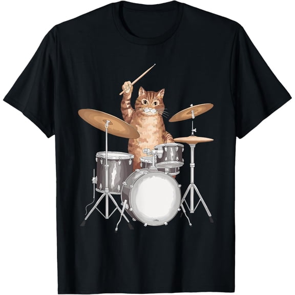Tiny Nest Kitten Drum Cat Drumming Music Instrument Cat Drummer T-Shirt, Size S To 5XL T-Shirt