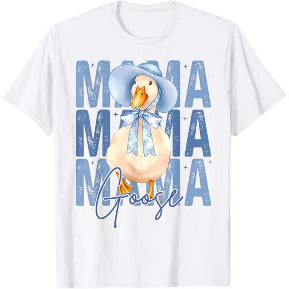 Tiny Nest Mama Goose Blue Vintage Mom Mother's Day Goose Lovers T-Shirt