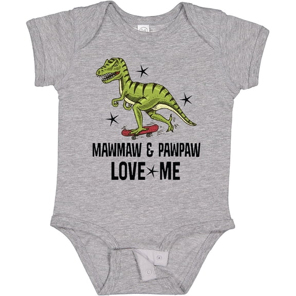 Tiny Nest Mawmaw And Pawpaw Love Me Grandson Dinosaur Baby Bodysuit Grandchild, New Born, Baby Shower Gift, New Parents Gift