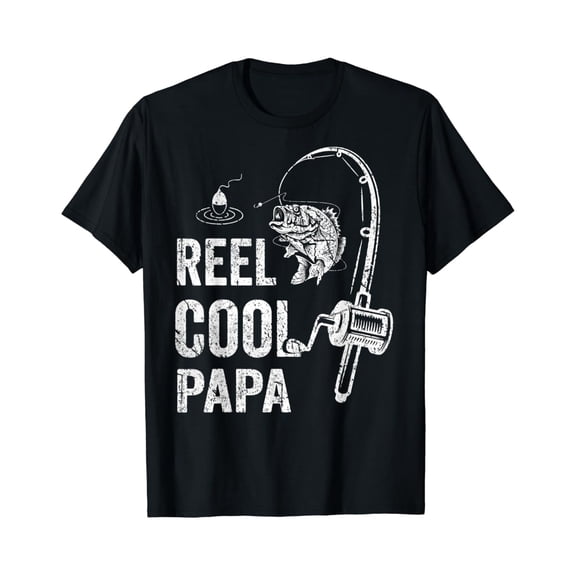 Tiny Nest Mens Funny Reel Cool Papa T-Shirt Fishing Father's Day T-Shirt