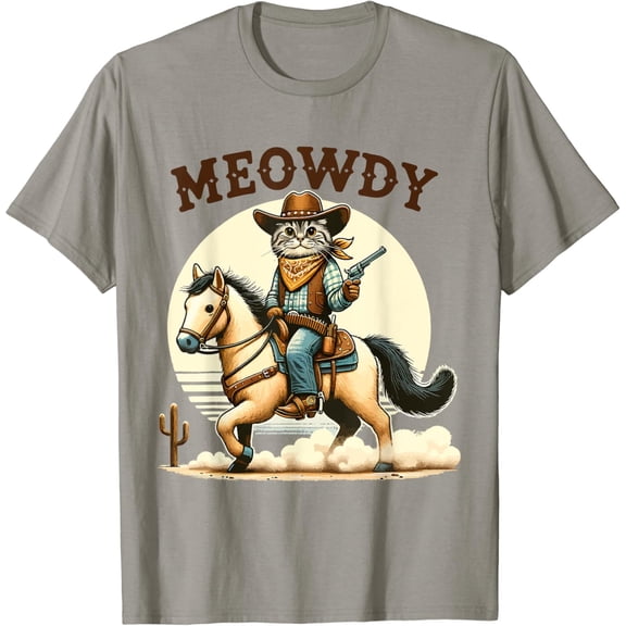 Tiny Nest Meowdy Partner Cat Wrangler Horse Howdy Funny Country Western T-Shirt