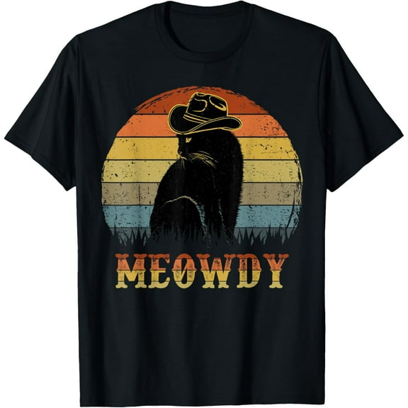 Tiny Nest Meowdy Wrangler Black Cat Shirt Funny Kids Women Men
