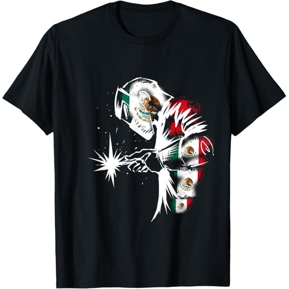 Tiny Nest Mexican Welder. Mexican Flag T-Shirt, Gift For Friend