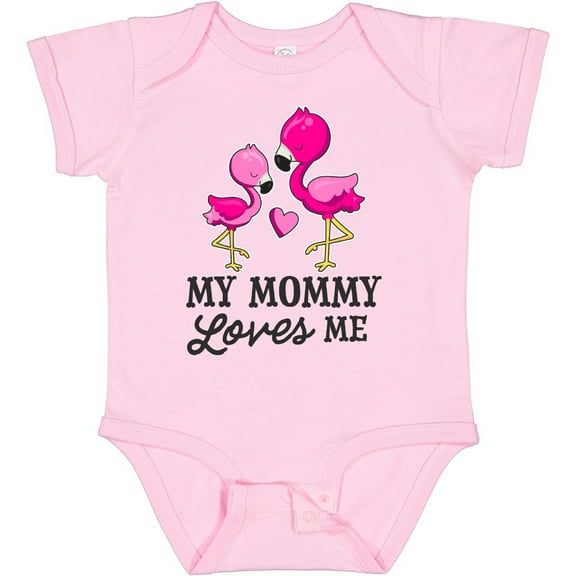 Tiny Nest My Mommy Loves Me With Two Flamingos Baby Bodysuit Family Mom Toddler, New Born, Baby Shower Gift, New Parents Gift