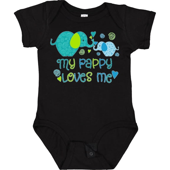 Tiny Nest My Pappy Loves Me- Cute Elephants Baby Bodysuit Family Grandfather Kid, New Born, Baby Shower Gift, New Parents Gift