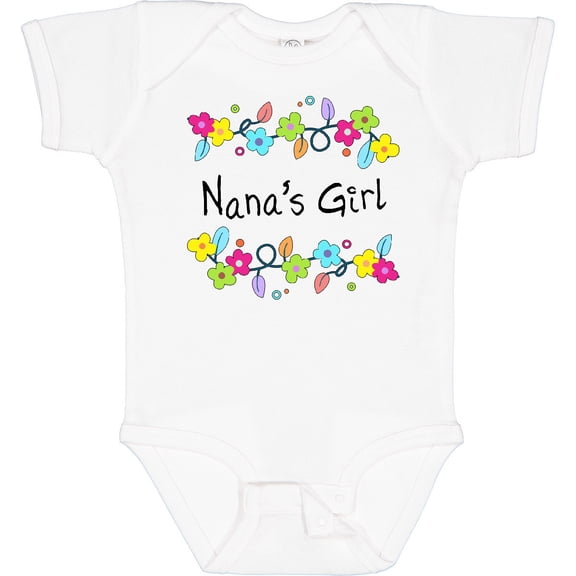 Tiny Nest Nanas Girl- Bright Flowers Baby Bodysuit Family Grandma Nana Gran Fun, New Born, Baby Shower Gift, New Parents Gift