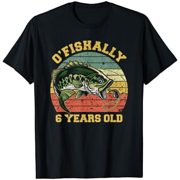 Tiny Nest O'Fishally 6 Years Old Fishing Birthday Theme Party 6th T-Shirt