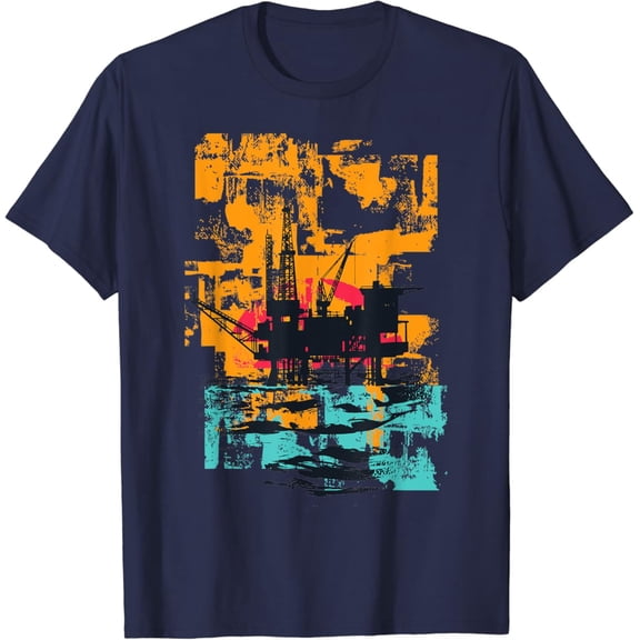 Tiny Nest Offshore Oil Rig Oilfield Worker Retro T-Shirt, Gift For Friend