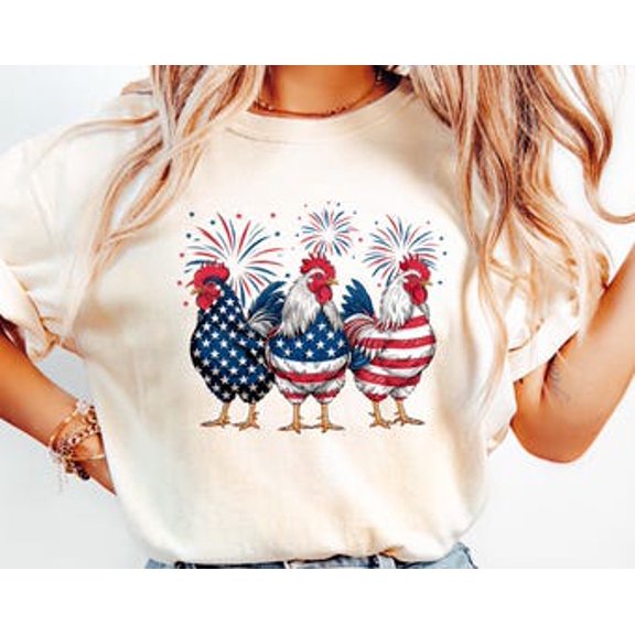 Tiny Nest Patriotic USA Chicken Shirt, 4th of July Farm Shirt, Patriotic USA Chicken, Retro American 4th Of July, Independence Day 4th of July Outfits