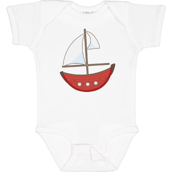 Tiny Nest Red Sailboat Baby Bodysuit Sea Ocean Row Your Boat Sailor One-Piece, New Born, Baby Shower Gift, New Parents Gift