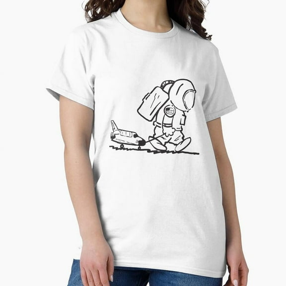 Tiny Nest Sad Astronaut Pulling Space Shuttle Classic T-Shirt, Size S To 5XL T-Shirt