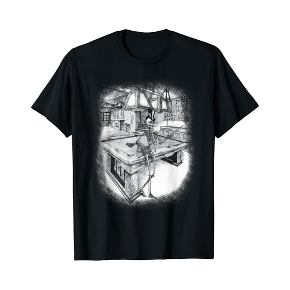 Tiny Nest Skeleton Playing Pool, 8 9 Ball, Billiards, , Scary T-Shirt All Size S-5Xl