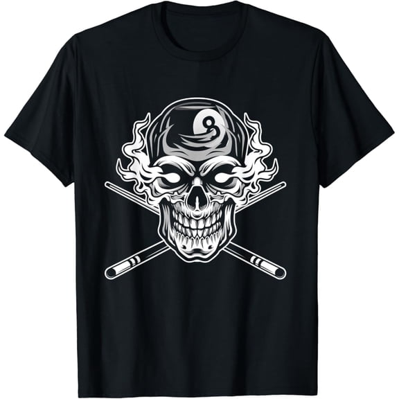 Tiny Nest Skull Billiards Snooker Billiard 8 Ball Player Cue Sports T-Shirt All Size S-5Xl