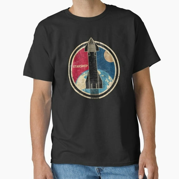 Tiny Nest Spacex: Starship Badge Classic T-Shirt, Size S To 5XL T-Shirt