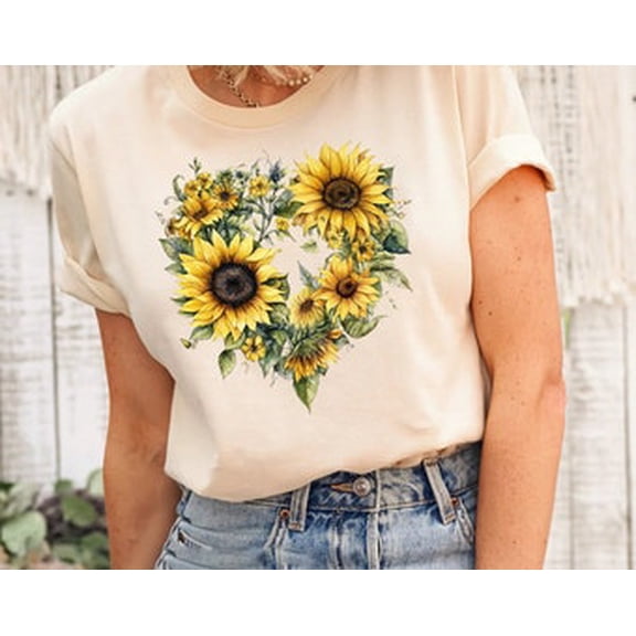 Tiny Nest Sunflower - Sunflower Shirt, Floral Tee Shirt, Flower Shirt,Garden Shirt, Womens Fall Shirt, Sunflower Tshirt Sunflower Shirts. Sunshine Tee, Gift For Friend
