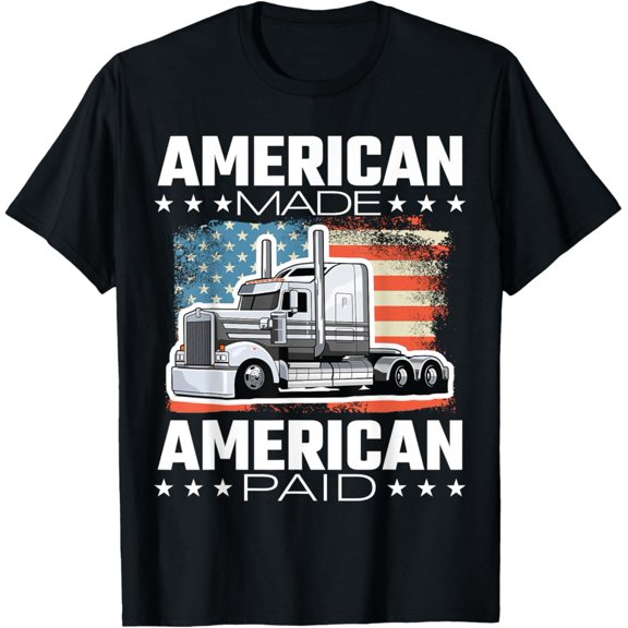 Tiny Nest Trucker Us American Usa Flag Semi Truck Driver 18 Wheeler T-Shirt, Gift For Friend