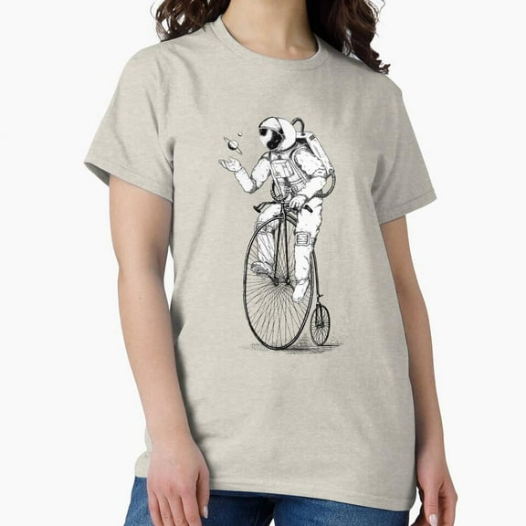 Tiny Nest Vintage Cycling Astronaut Classic T-Shirt, Size S To 5XL T-Shirt