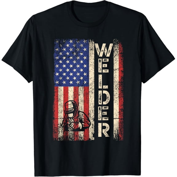Tiny Nest Welder Vintage Usa American Flag Shirt Welding Dad Men Tee T-Shirt, Gift For Friend