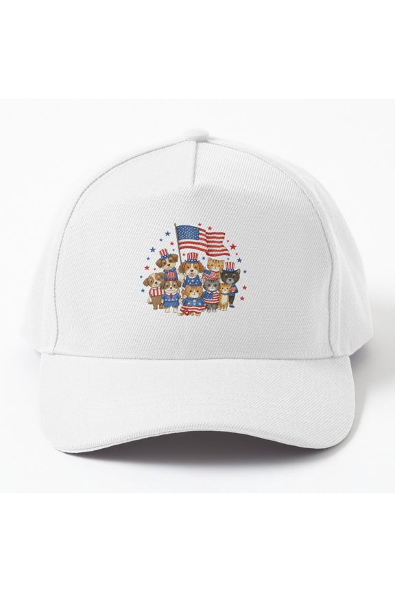 Tiny Nest4Th Of July Celebration Patriotic Pets - Cute Dogs & Cats With American Flag Cap Baseball Cap, Hats For Men, Gift For Him
