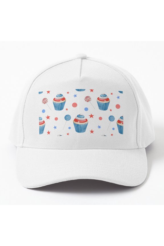 4Th Of July Cupcake Pattern Cap Baseball Cap, Hats For Men, Gift For Him