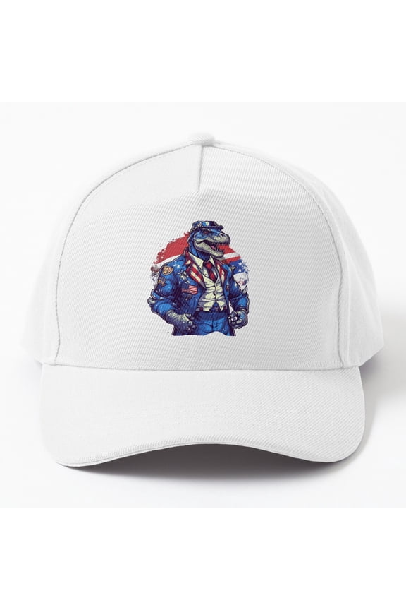 4Th Of July Ripped T-Rex Us Flag Cap Baseball Cap, Hats For Men, Gift For Him