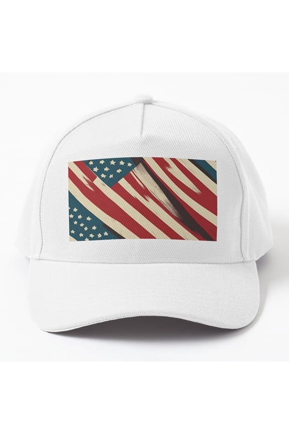 Tiny NestAmerican Flag Print Cap Baseball Cap, Hats For Men, Gift For Him