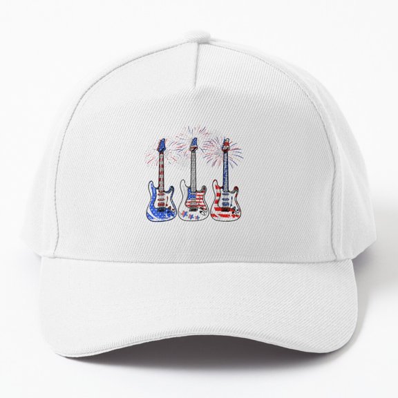 Jahat Bass Guitar Flag Usa 4Th Of July Independence Day Pattern Cap Baseball Cap, Hats For Men, Gift For Him