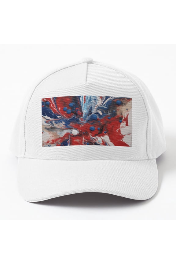 Red, White, And Blue, Psychedelic Paint Spill Cap Baseball Cap, Hats For Men, Gift For Him