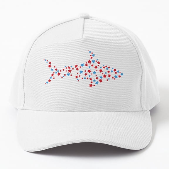 Jahat Shark Red White Blue Stars Patriotic Shark Cap Baseball Cap, Hats For Men, Gift For Him