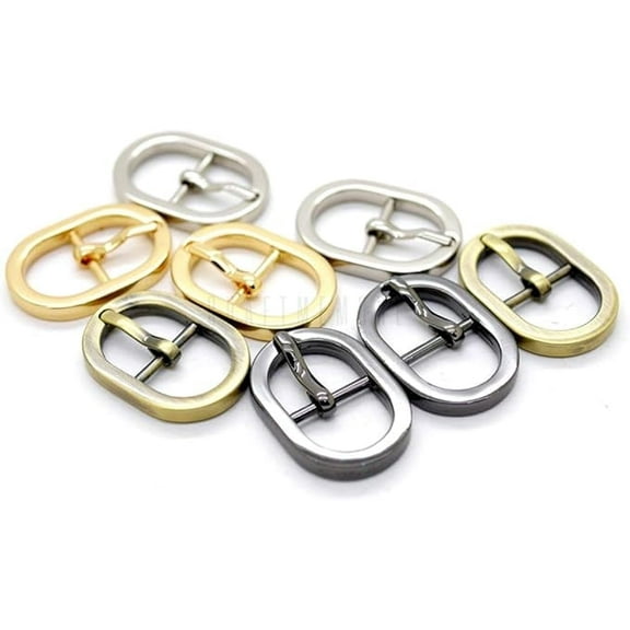Tiny Oval Center Bar Belt Buckle Single Prong Buckles Purse Accessories Fits 1/2 Inch Strap 10pcs (Brushed Brass)