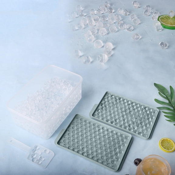 Tiny Pebble Ice Cube Trays, 0.45 Inch BPA Free Tiny Pebble Ice Cube Trays for Freezer, 104 Small Crushed Ice Cube for Iced Coffee , Fast Chill Easy Twist Release Stackable with Lid
